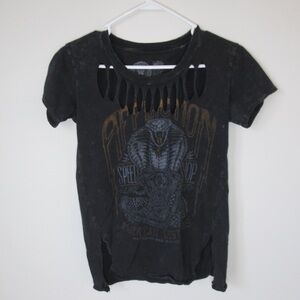 Dark gray Affliction top with snake detail and cut outs #punk #affliction